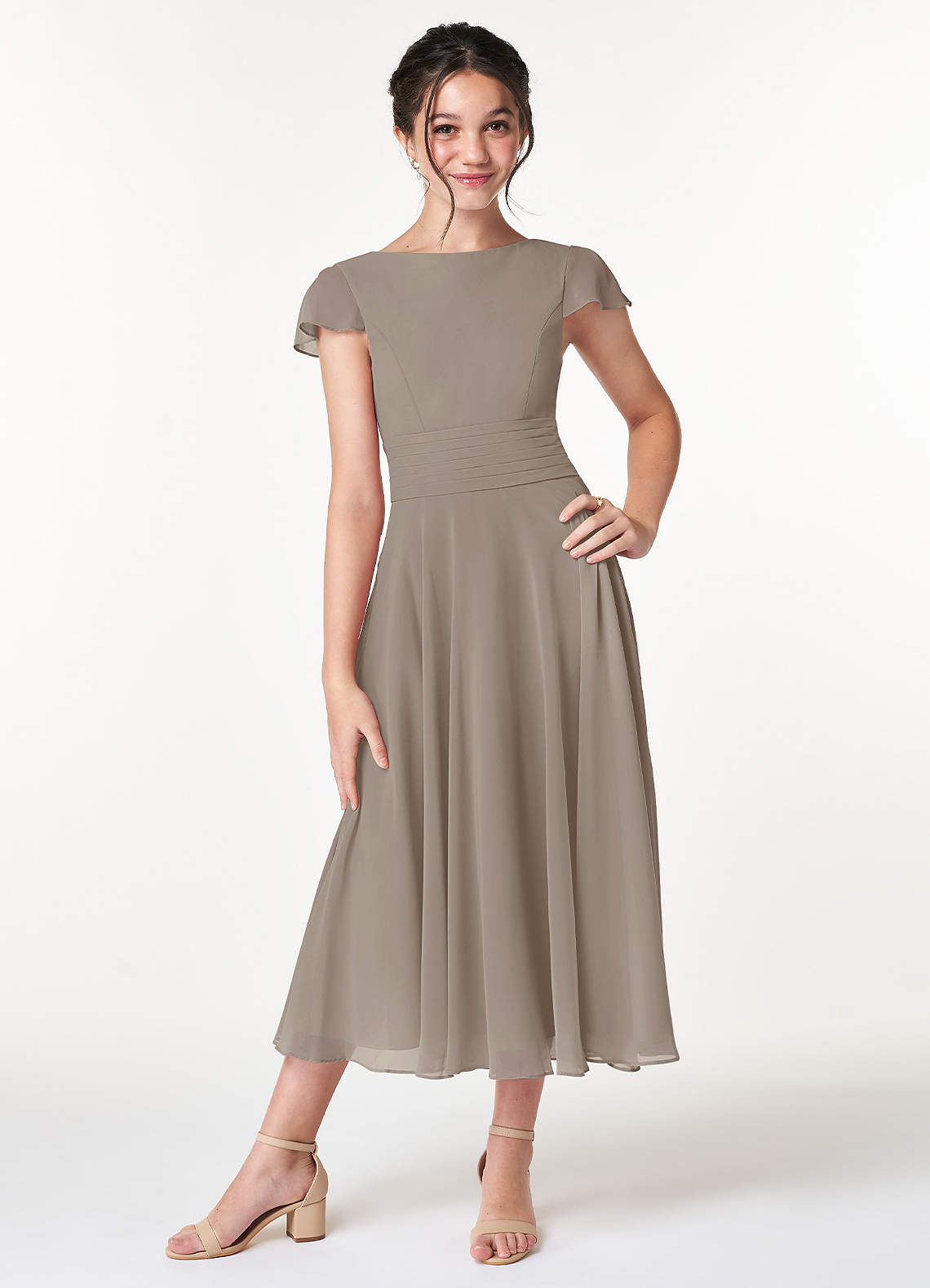 Taupe junior bridesmaid outlet dress