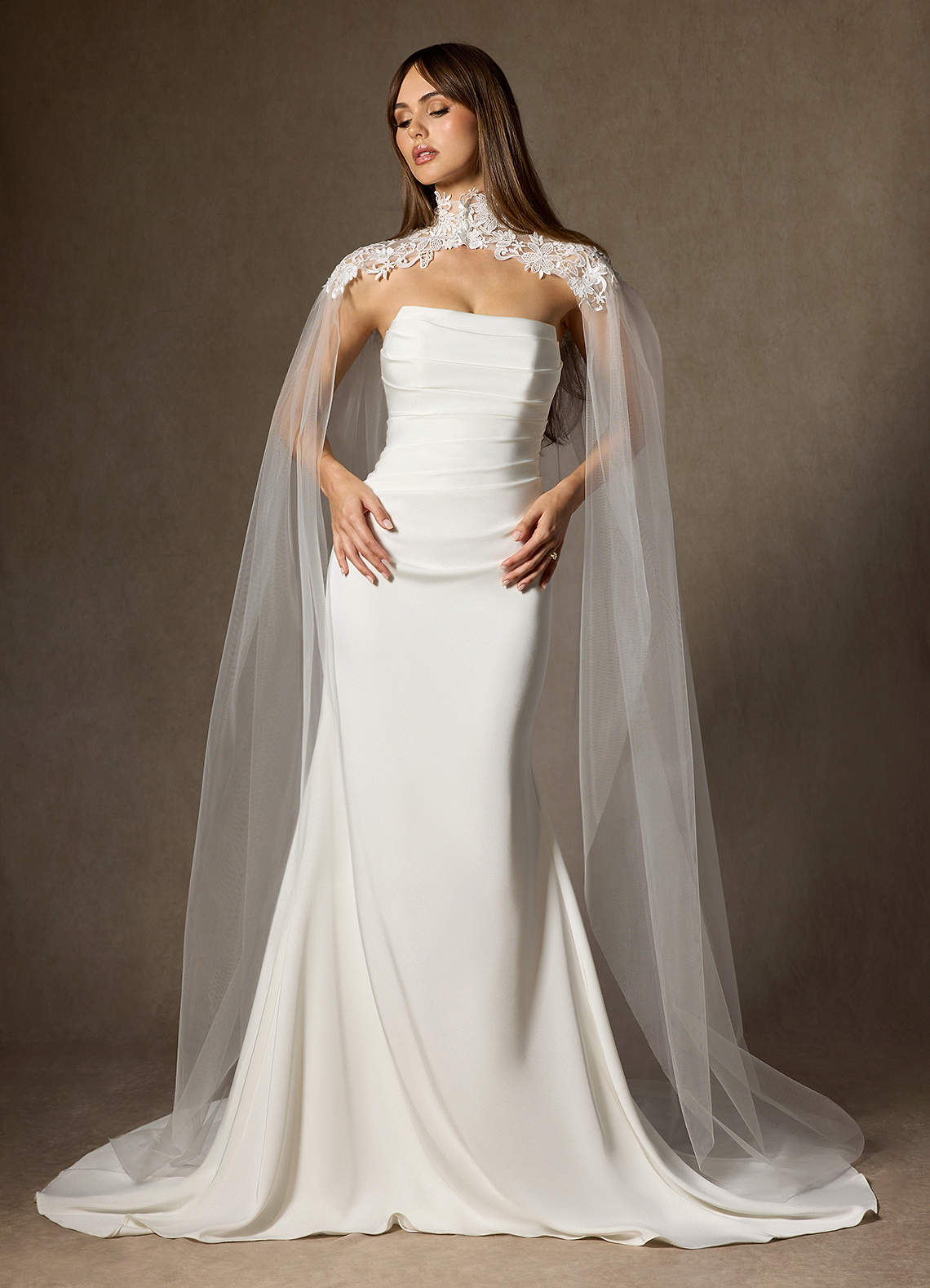 front Embroidered Lace Tulle Cape