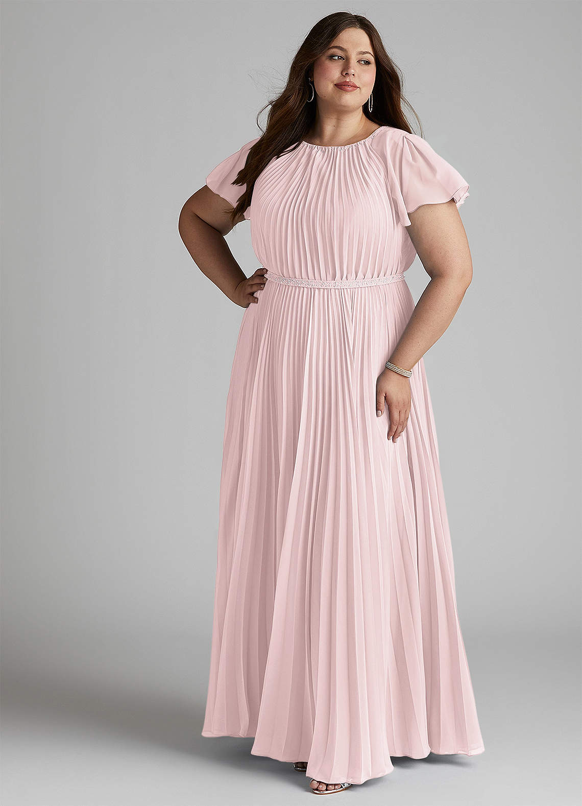 Azazie Kara Modest Bridesmaid Dresses A-Line Pleated Chiffon Floor-Length Dress image12