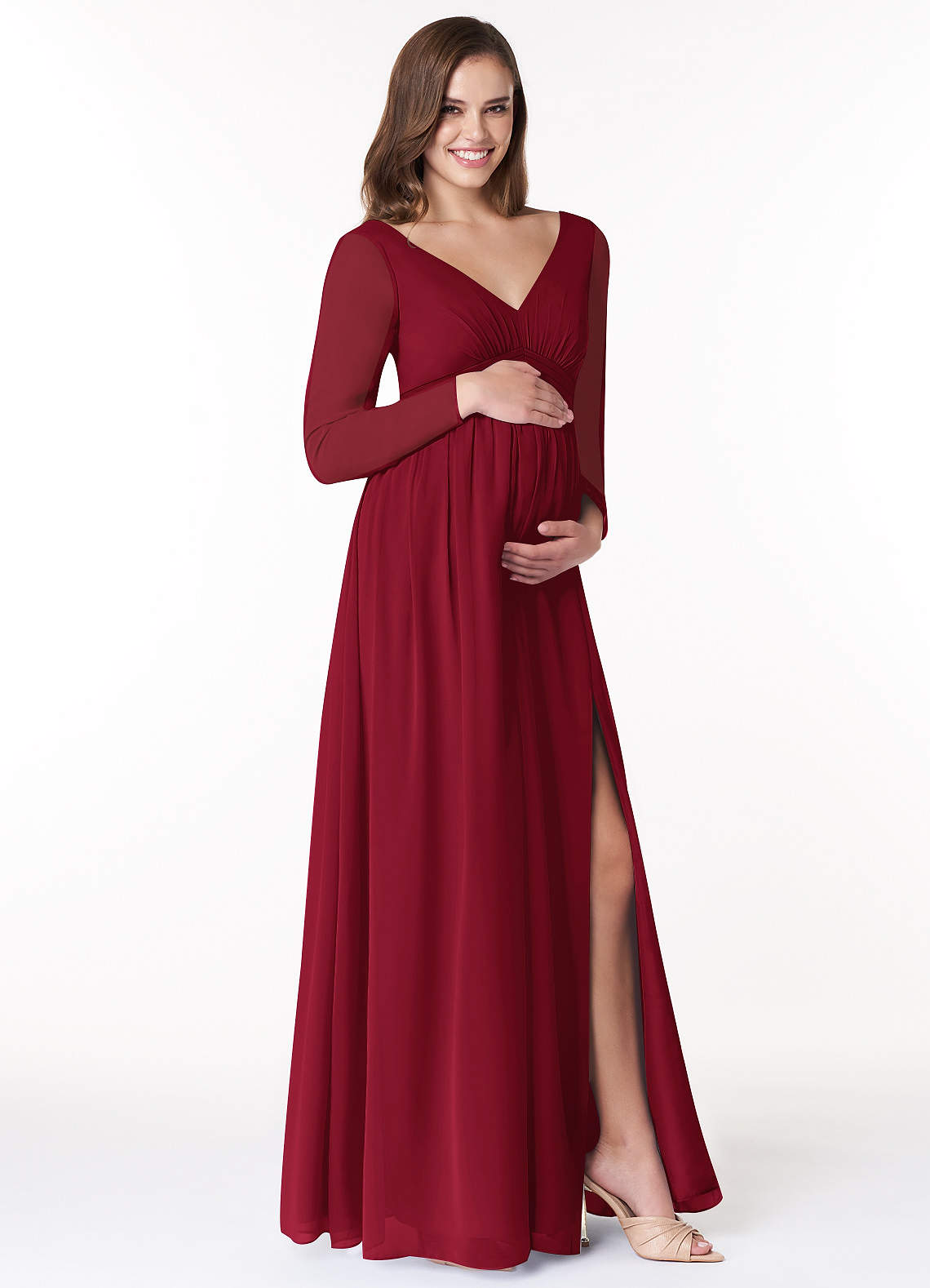 blue dress for baby girl Fallon Charming Off the Shoulder Long Sleeves Chiffon Maternity Brides main image 0