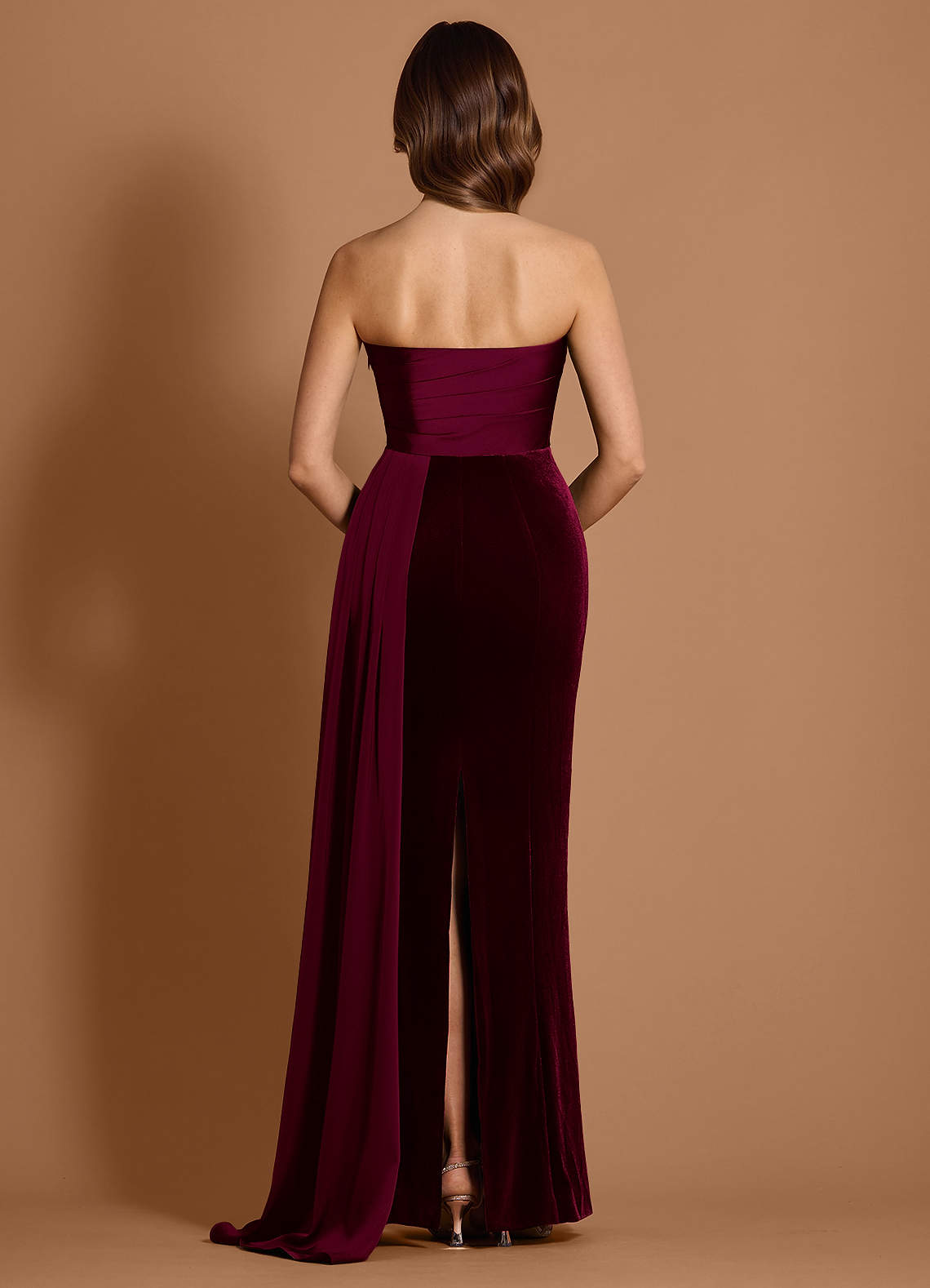 catherine maxi formal dress Catherine Red Asymmetrical Pleated Long-Sleeve Maxi Dress, XXL / Red main image 0