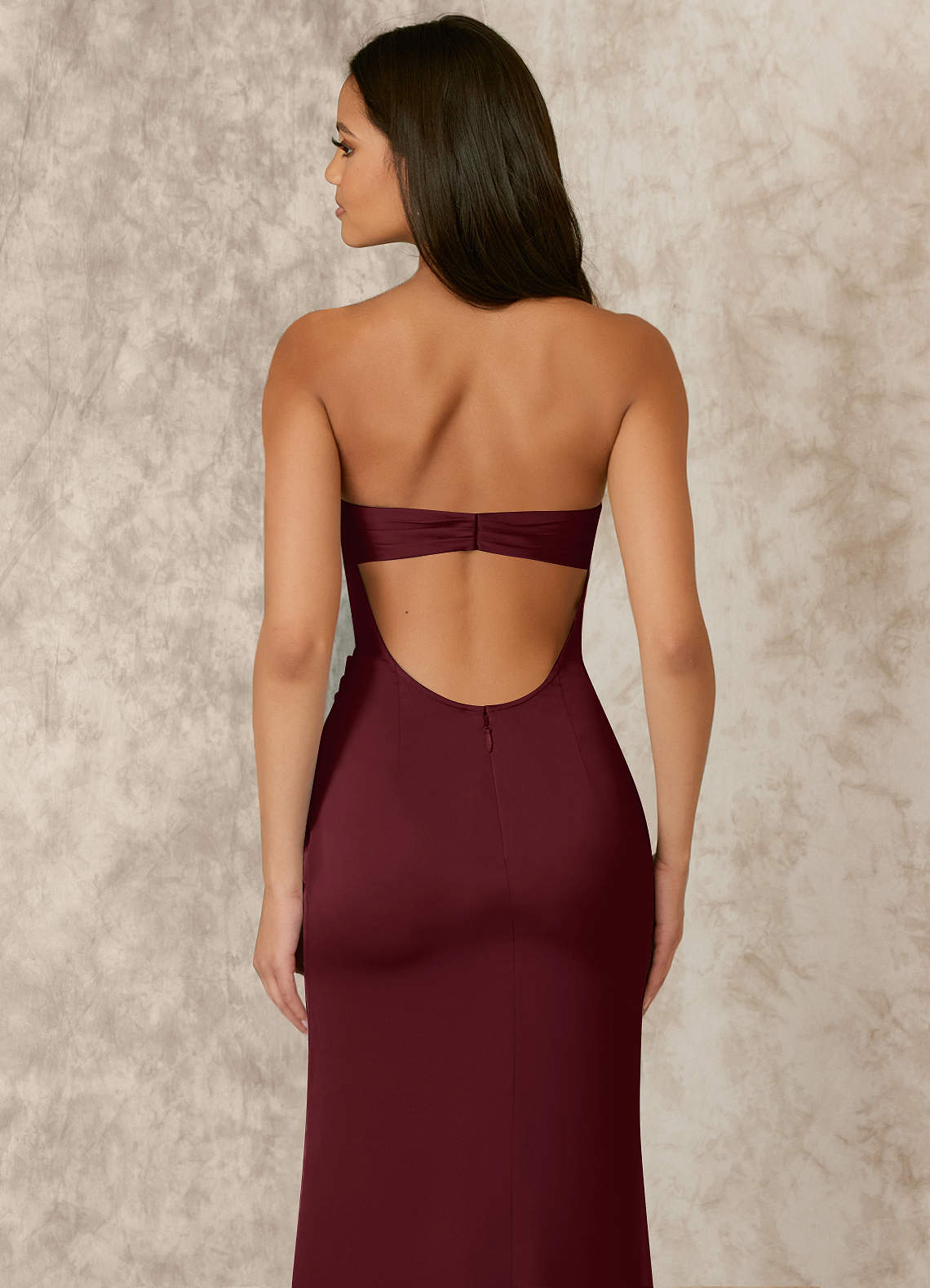 Sweetheart Neck Strapless Tulle Dress with Bow Cabernet Plus Size main image 1