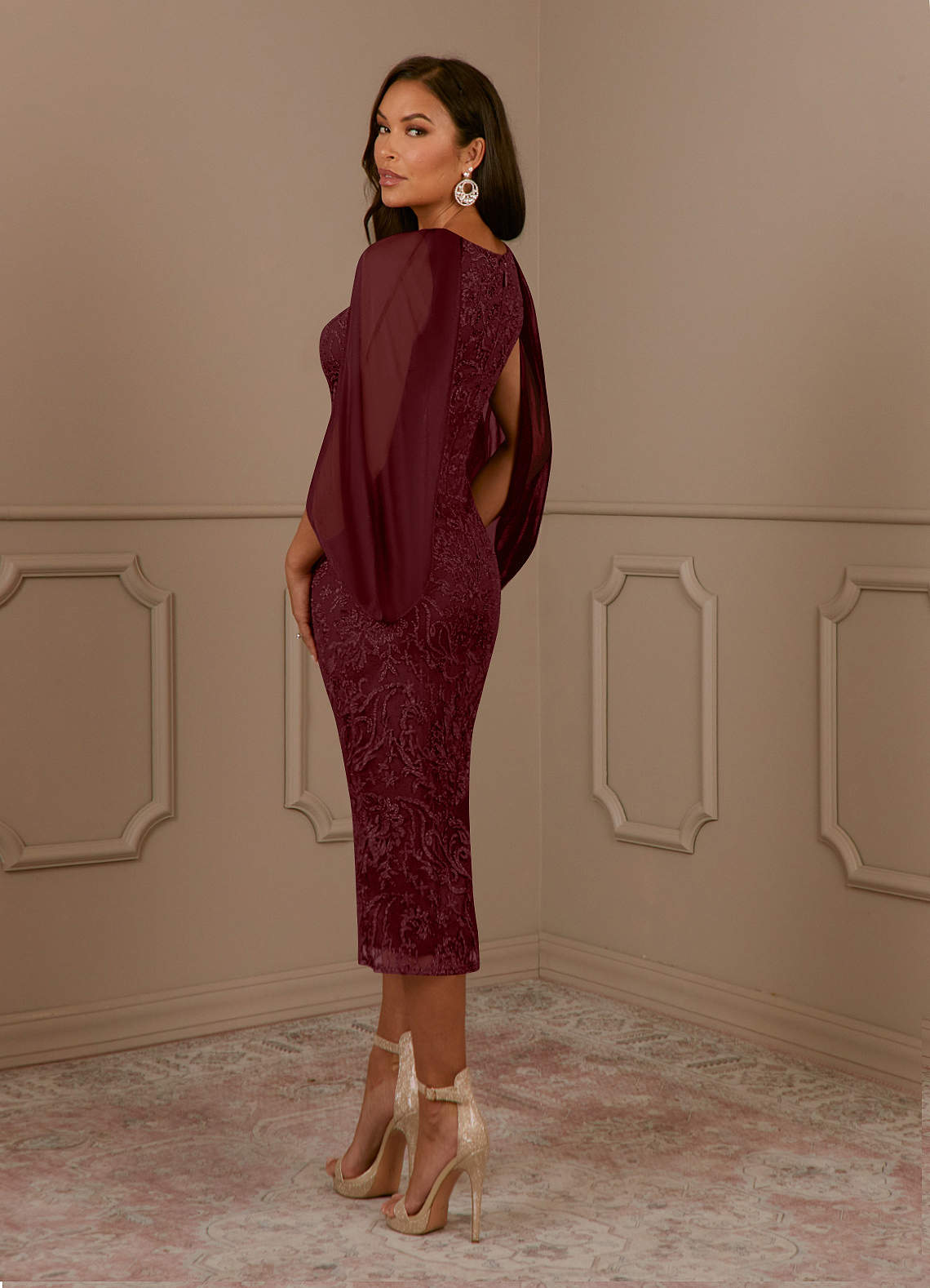 Azazie Mya Mother of the Bride Dresses Cabernet Sheath Scoop lace Lace Dress image2