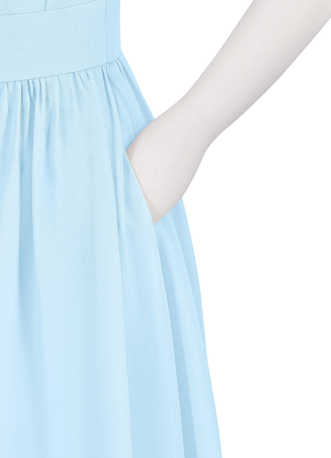 Azazie Molly Junior Vestido Céu Azul de Chiffon de Linha A com Plissado image9