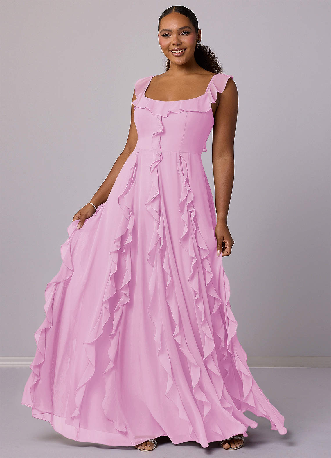 Barbie ♥ Azazie Bridesmaid Dresses Candy Pink A-Line with Pockets Chiffon Dress image9