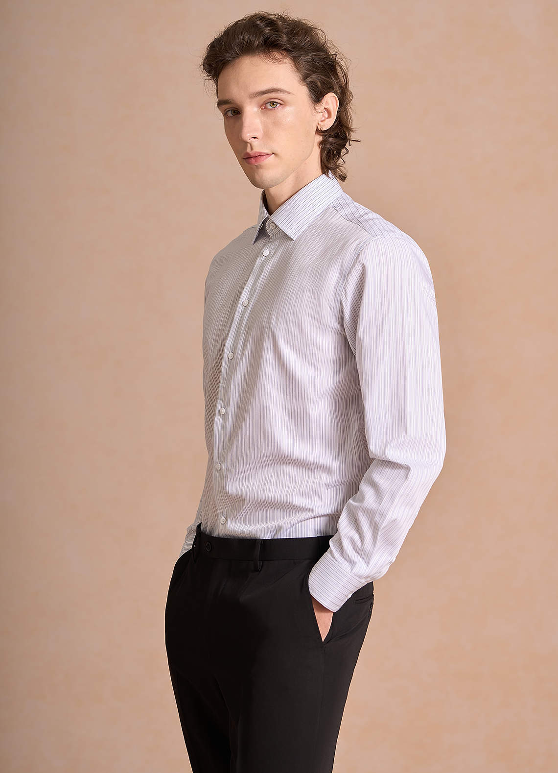 Aiden Midnight Blue Black 100% Cotton Non-Iron Striped Dress Shirt | Sleeve  32/33 Classic Dress Shirts | Azazie