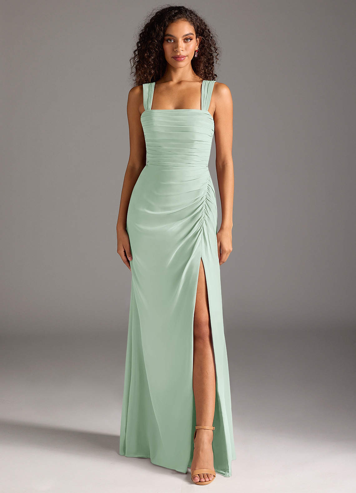 Azazie Jesaphine Bridesmaid Dresses Agave Sheath Bow Chiffon Dress image4