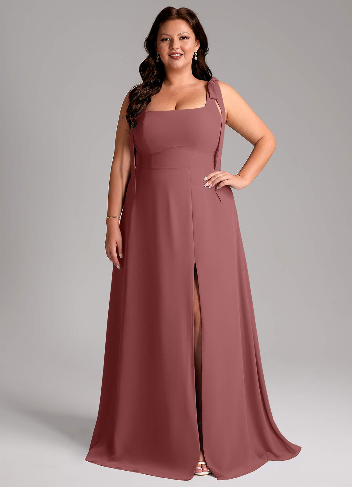Azazie Debra Bridesmaid Dresses Amethyst A-Line with Pockets Chiffon Convertible Dress image1