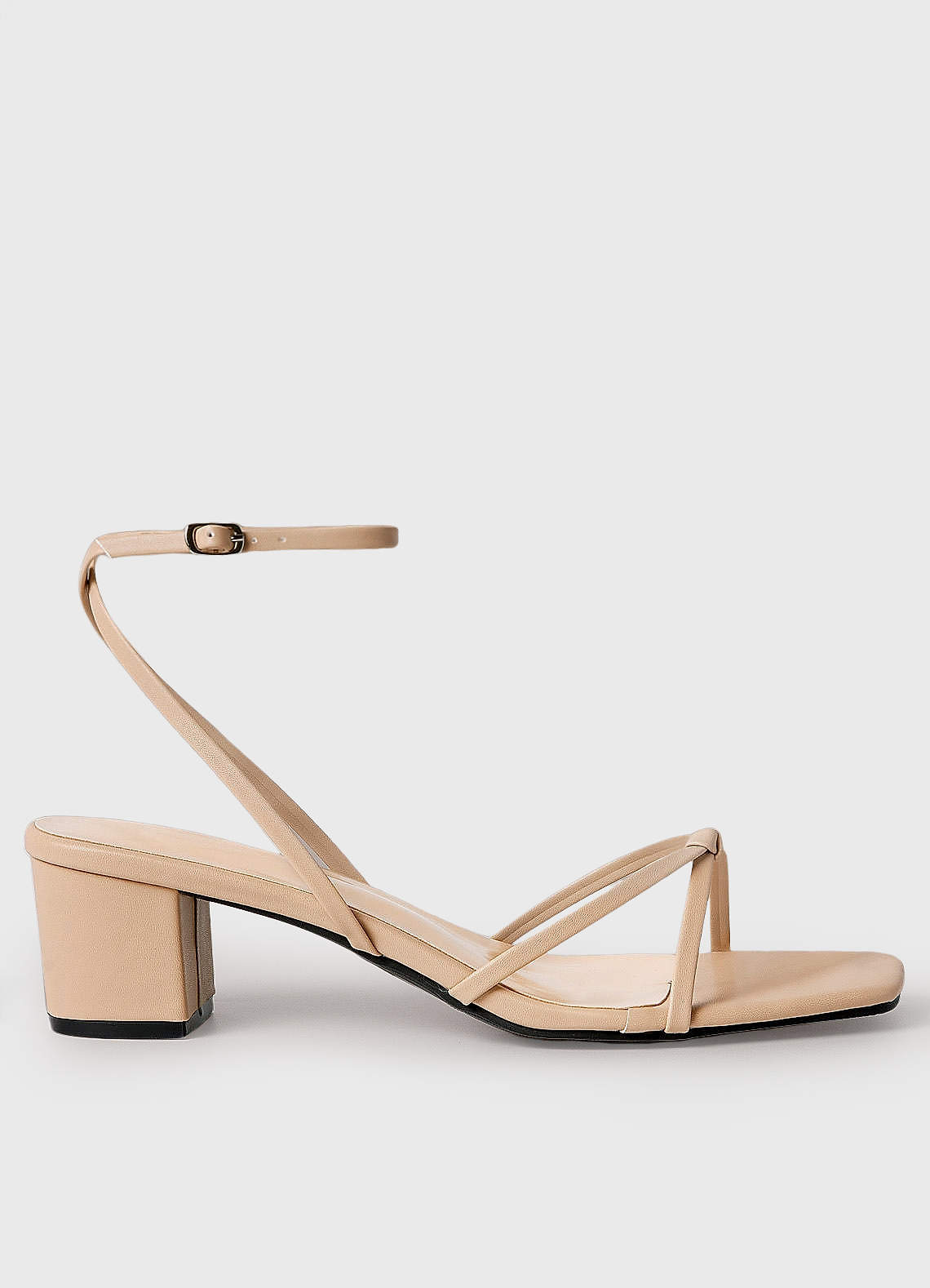 front Ankle Strap Cross Knot Heel Sandals