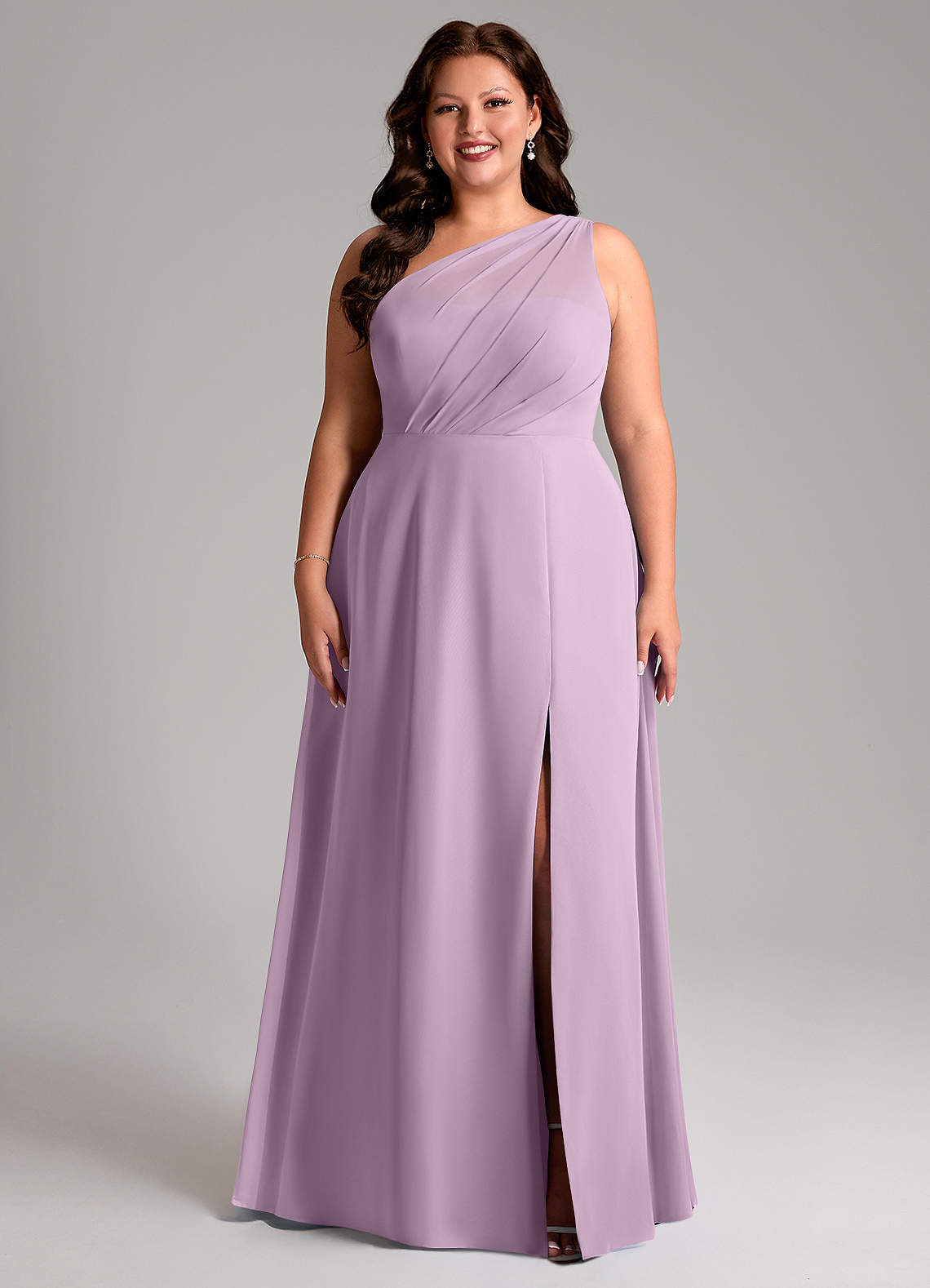 Azazie Phaedra Bridesmaid Dresses Wisteria A-Line One Shoulder Chiffon Dress image1