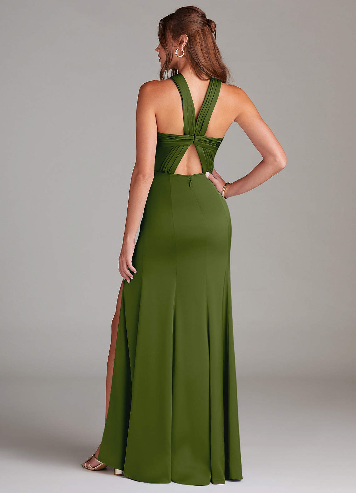 Azazie Rue Bridesmaid Dresses Juniper A-Line Pleated Stretch Satin Dress image6