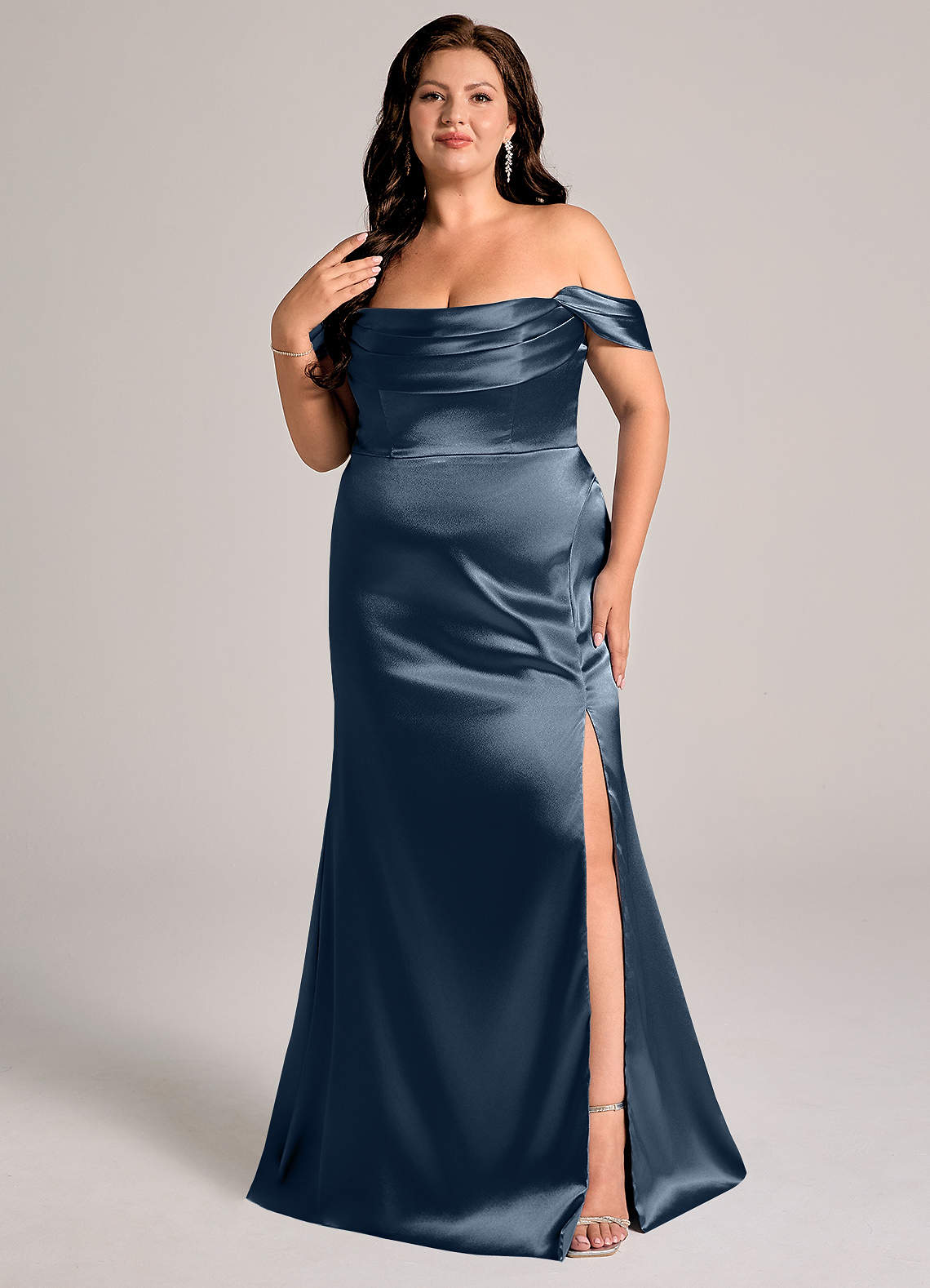 Azazie Saige Dark Navy Metallic Satin Bridesmaid Dresses | Azazie Azazie Saige Dark Navy Metallic Satin Bridesmaid Dresses | Azazie