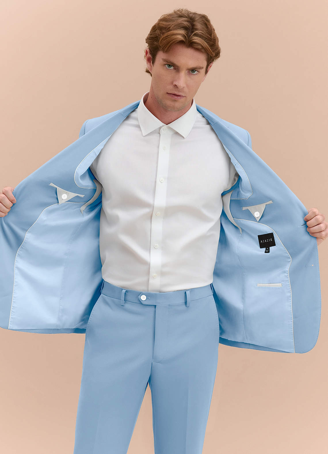 front James Sky Blue Structured Stretch Suit Jacket