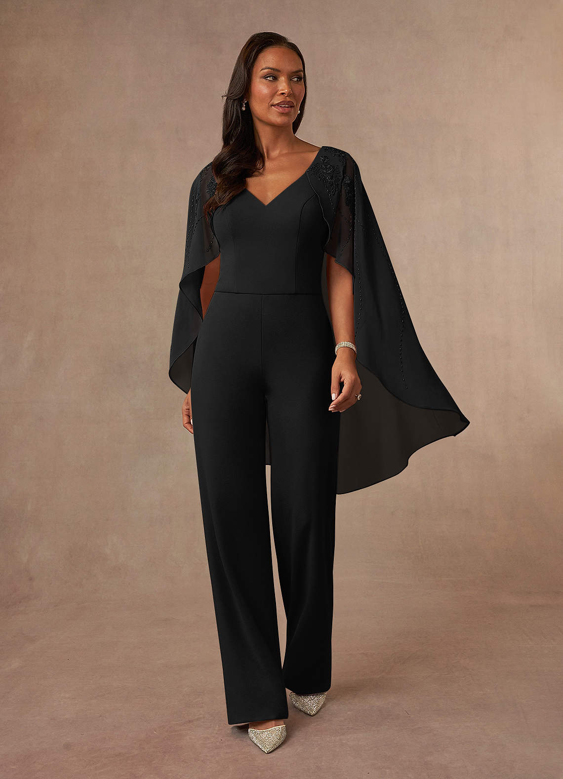 Azazie Martin Black Jumpsuit/Pantsuit Sequins Stretch Crepe Dress | Azazie