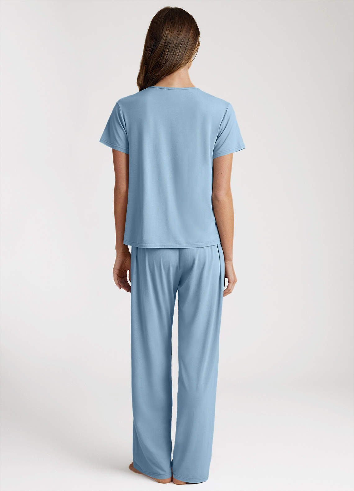 front Bamboo Fiber Pleated T-Shirt and Pants Pajama Set
