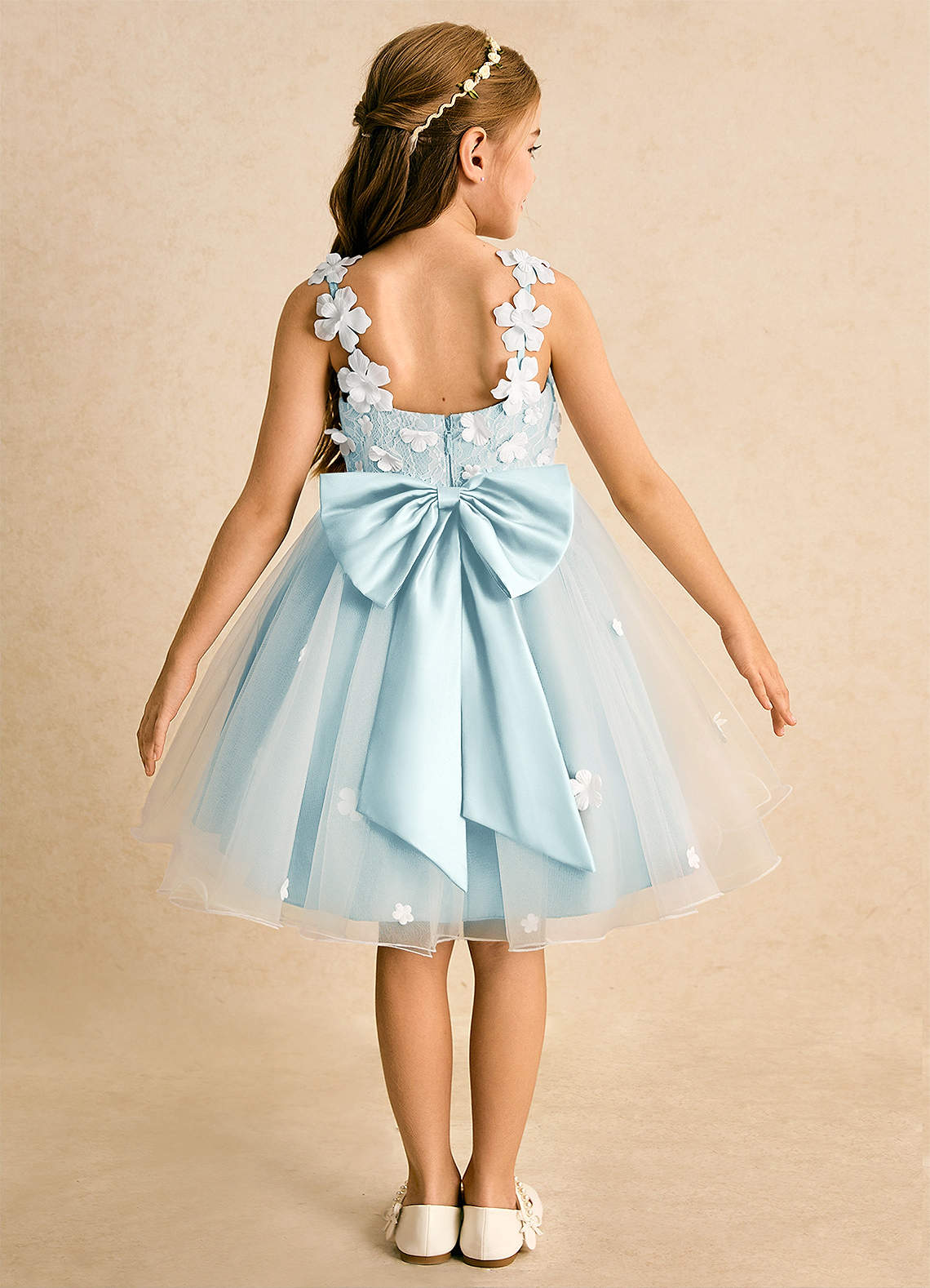 Azazie Junebug Flower Girl Dresses Ivory Sea Glass Ball-Gown Lace Tulle Dress image1