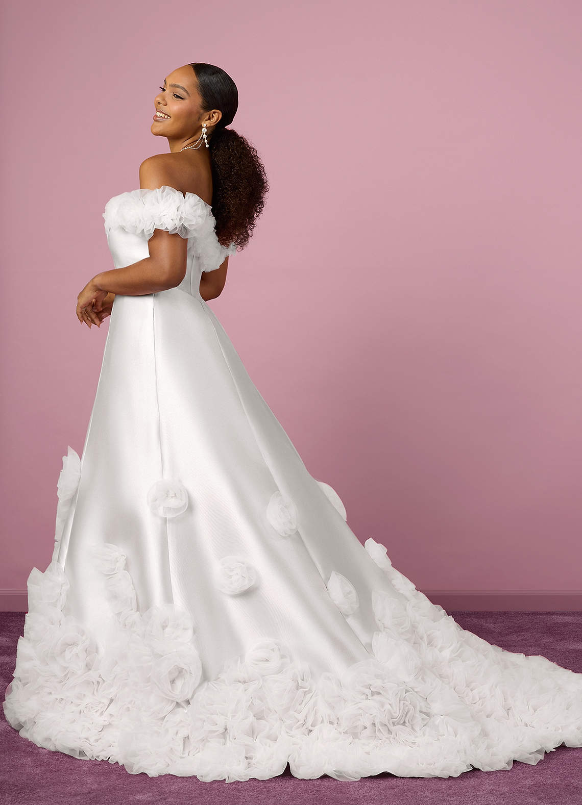Barbie ♥ Azazie Wedding Dresses Ball-Gown Off the Shoulder Mikado Chapel Train Dress image1