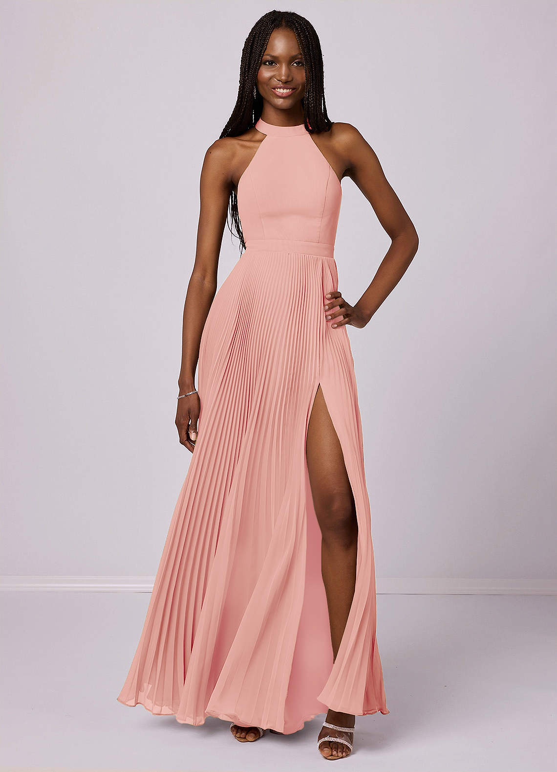 Barbie ♥ Azazie Robes de demoiselle d'honneur Robe Trapèze en Mousseline de soie Plissée Rosette image1