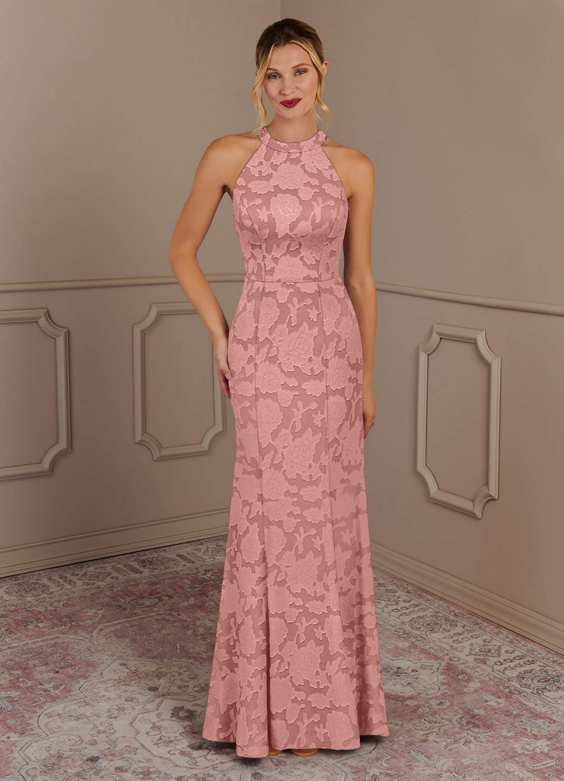 Azazie Tyra vestidos de madre de la novia Vestido de Rosetón de Devorado Floral de Sirena image1
