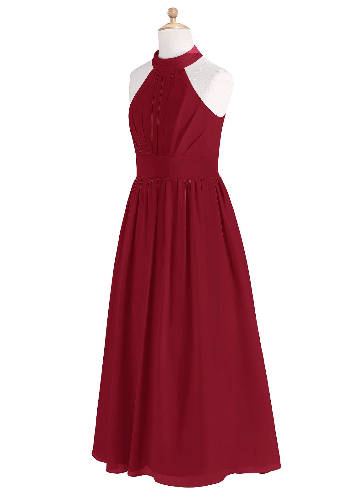 Azazie Iman Junior Vestido Borgonha de Chiffon de Linha A com Plissado image7