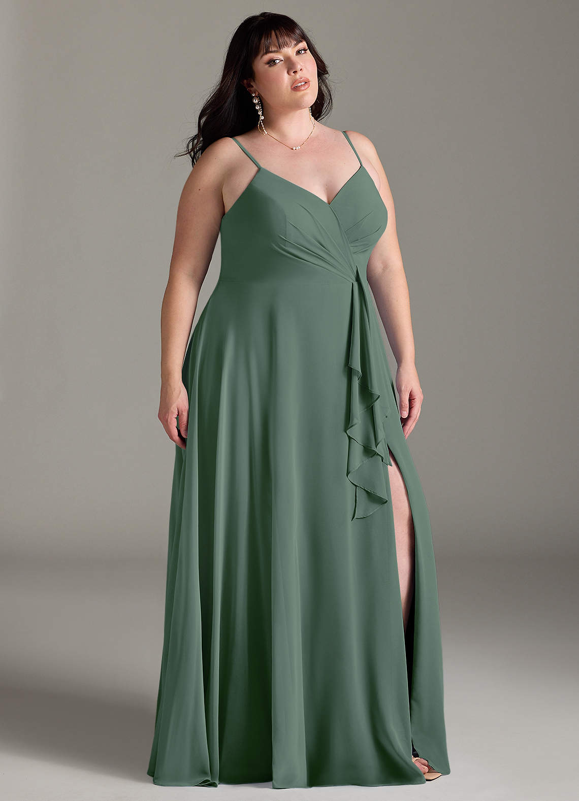 Azazie Akita Morsiusneito Mekot A-linja Sifonki Lattian pituus Pukeutua image6