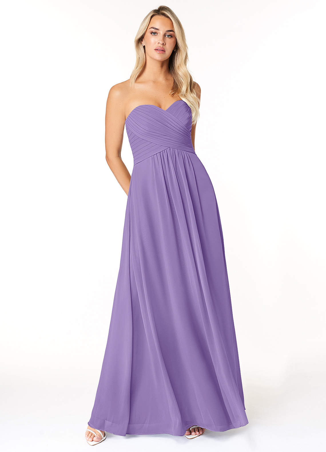 Azazie Yazmin Robes de demoiselle d'honneur Robe Trapèze Convertible en Mousseline de soie Encolure en Forme de Cœur Tahiti image1