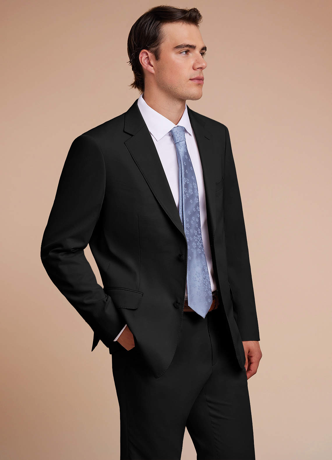 front Carter Black Cotton Linen Blend Suit Jacket