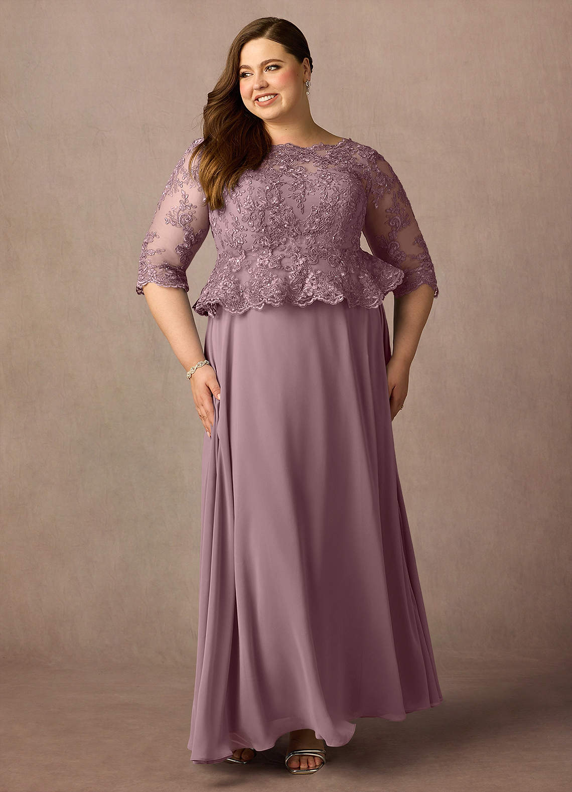 Azazie Averie Mother of the Bride Dresses Dusty Rose A-Line Boatneck Sequins Chiffon Dress image9