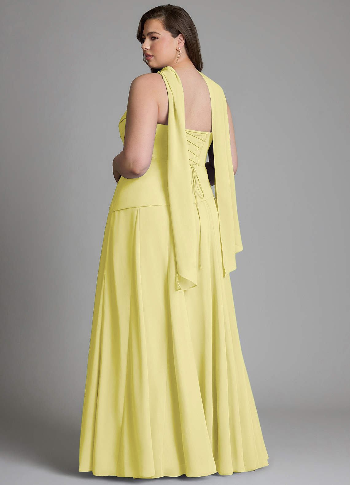 Azazie Gabriela Bridesmaid Dresses Lemon Sorbet A-Line Corset Chiffon Dress image13