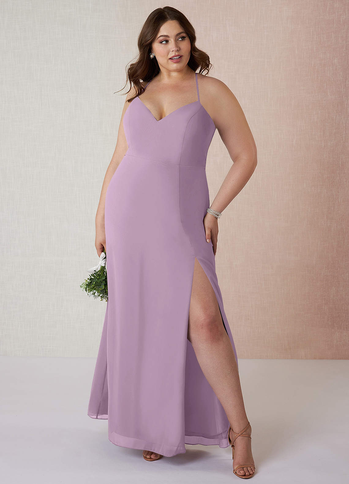 Azazie Manila Final Sale Wisteria Sheath V-Neck Chiffon Dress image1