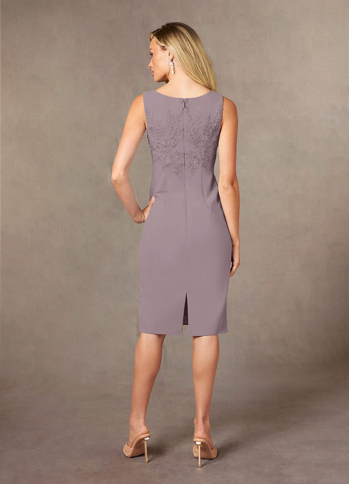 knee length dresses for ladies Lara Women's Detachable Half Sleeve Lace Sheath Gown - Rose