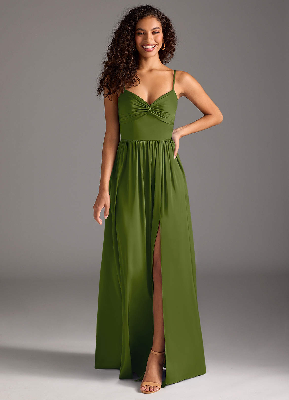 Azazie Zeya Bridesmaid Dresses Juniper A-Line Pleated Stretch Satin Dress image7