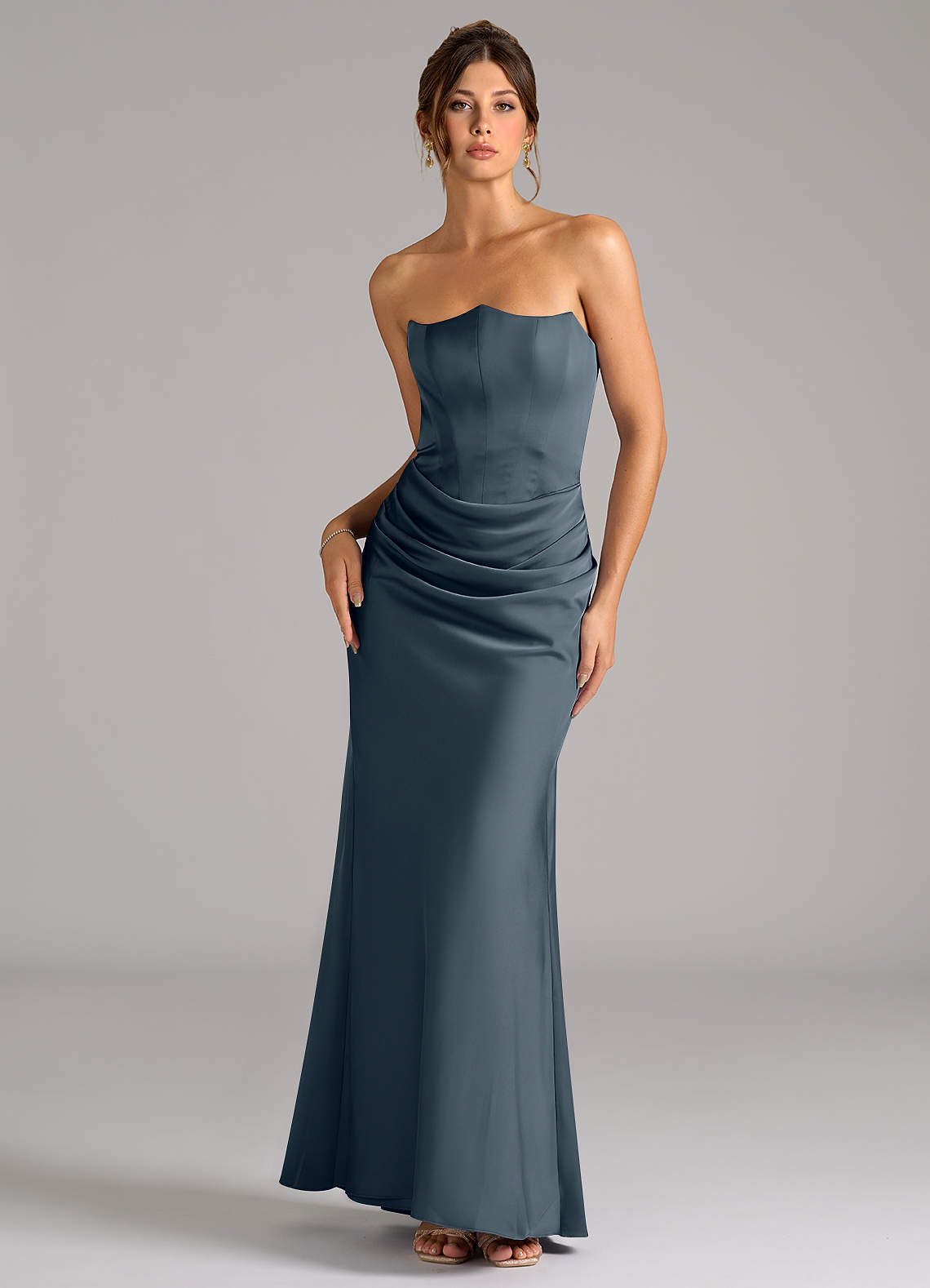 Azazie Debby Bridesmaid Dresses Twilight Mermaid Strapless Stretch Satin Convertible Dress image1