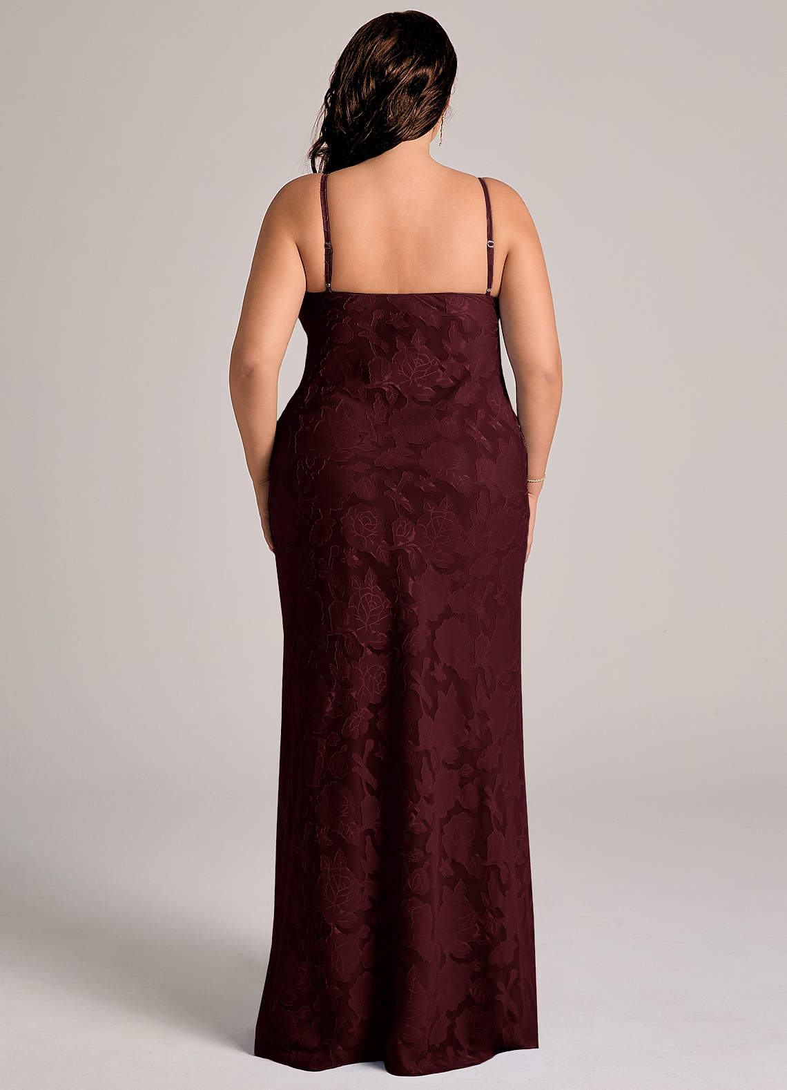Azazie Tianna Bridesmaid Dresses Cabernet Sheath Lace Floral Burnout Dress image8