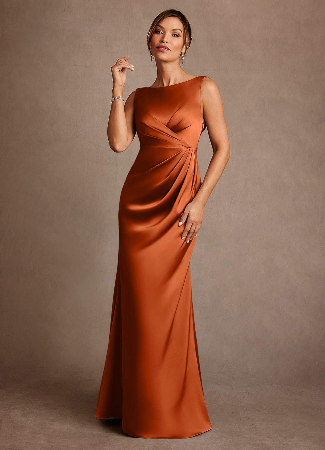 green emerald velvet dress Orange Spaghetti Strap Satin with Bow A-Line Prom Dress 20864-B Custom Colors / US2 main image 0