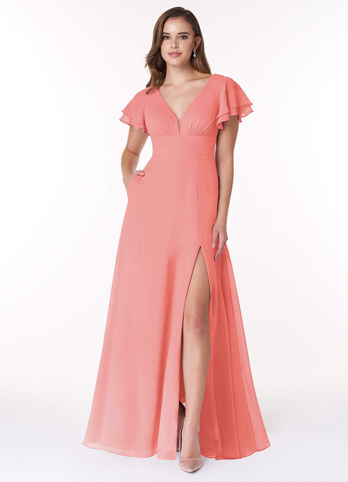 Deep Coral Bridesmaids Dress