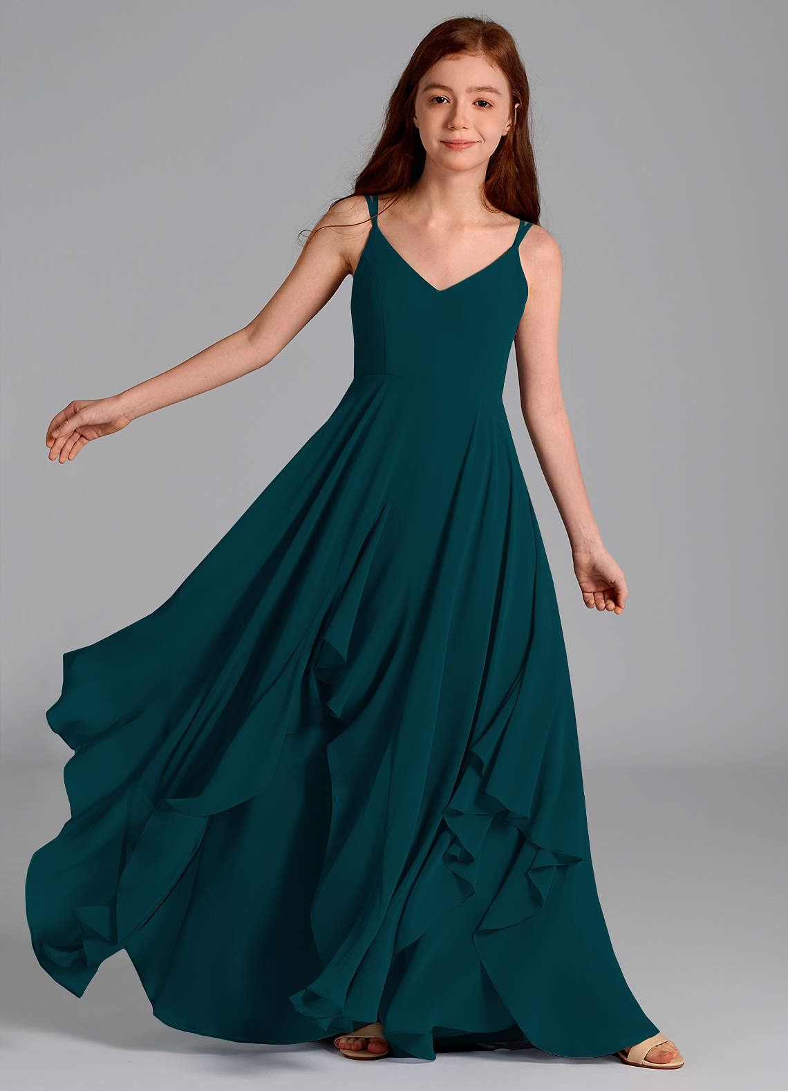 Azazie Karan Junior Pine A-Line Chiffon Dress image1