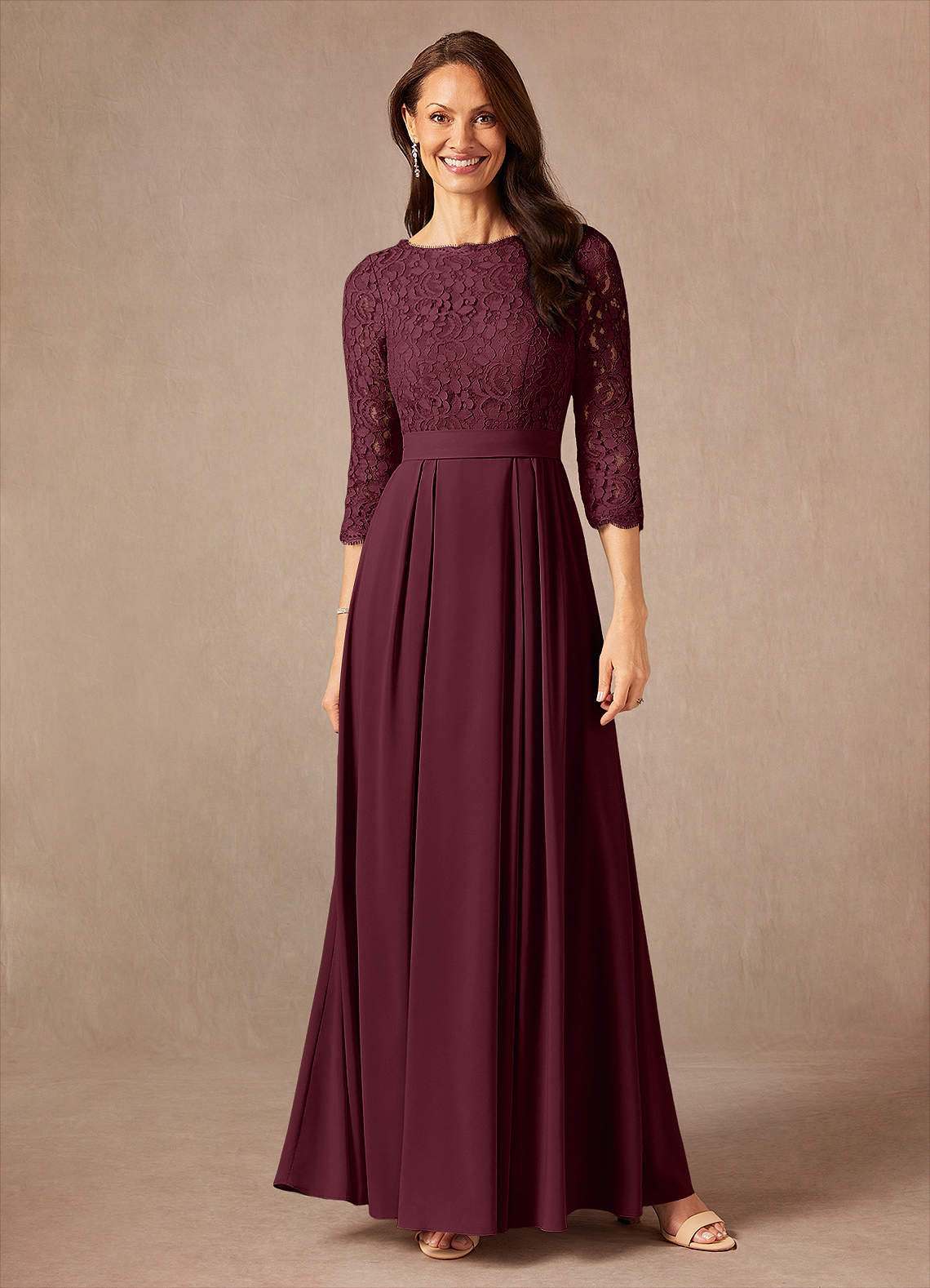 Azazie Lucianna Kleider für die Brautmutter A-Linie Spitze Kleid Cabernetrot image1