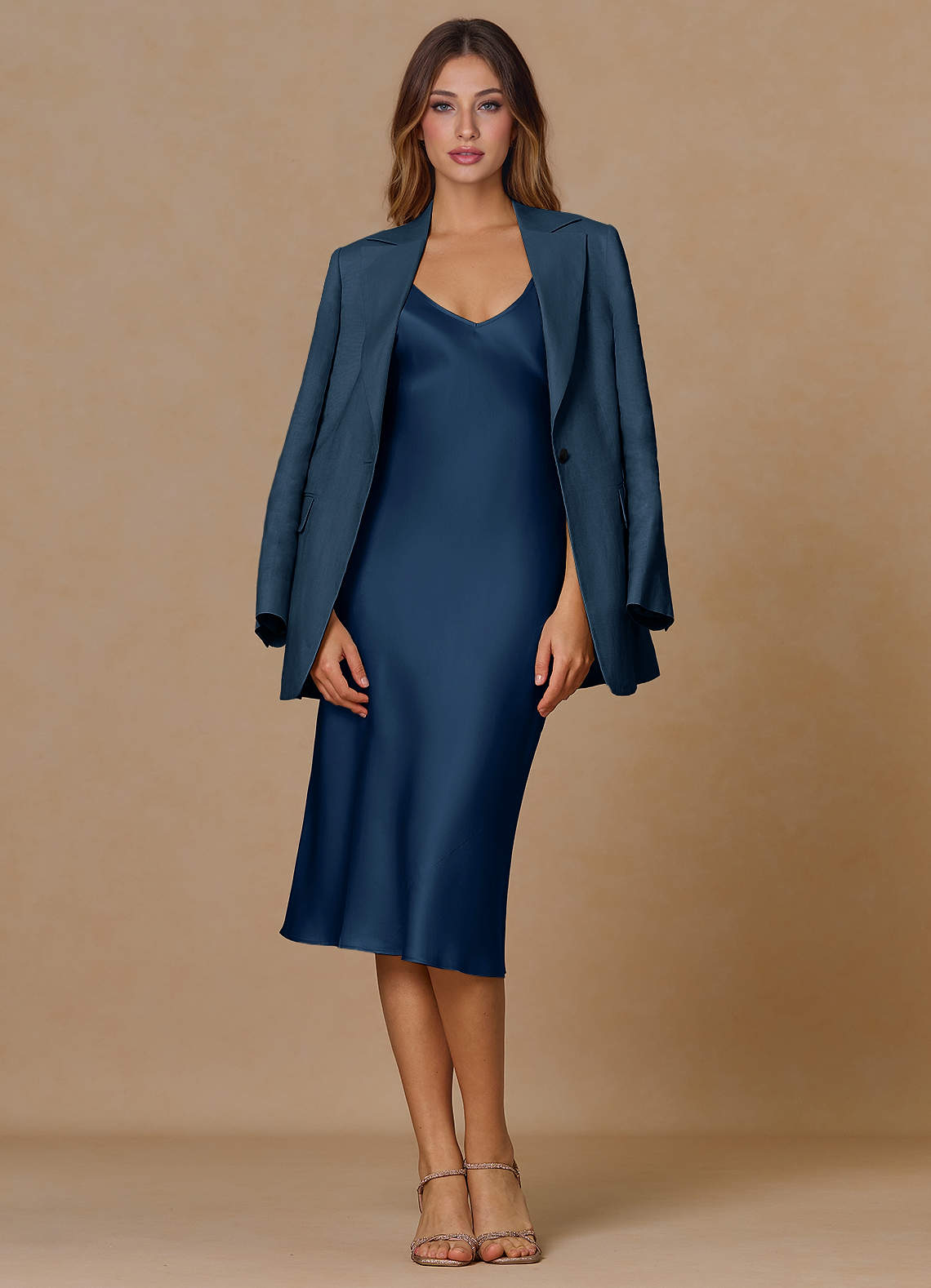 front Belicia Dark Navy 100% Linen Blazer