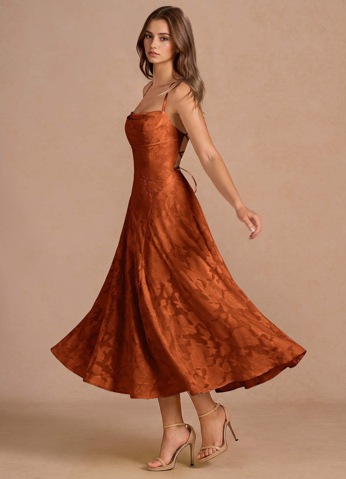 Irelia Rust Midi Dress | Azazie