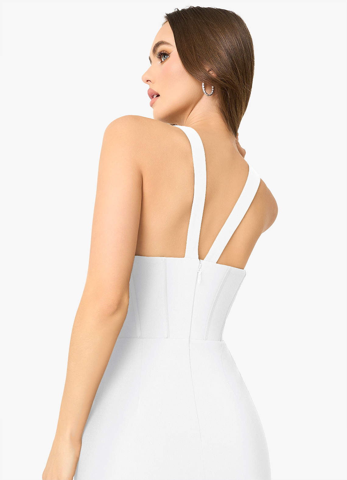 Rania high neck tie maxi dress in white.