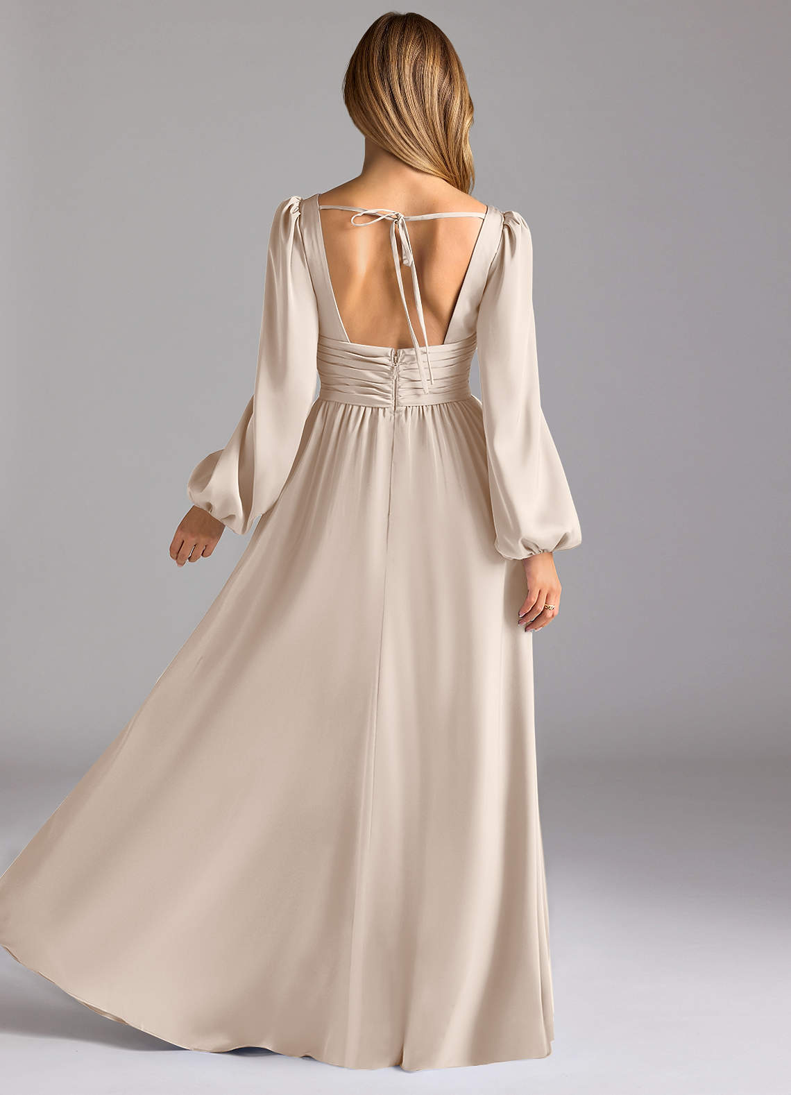 Azazie Norah Venta Final Vestido de Agave de Satén Elástico de Corte en A image1