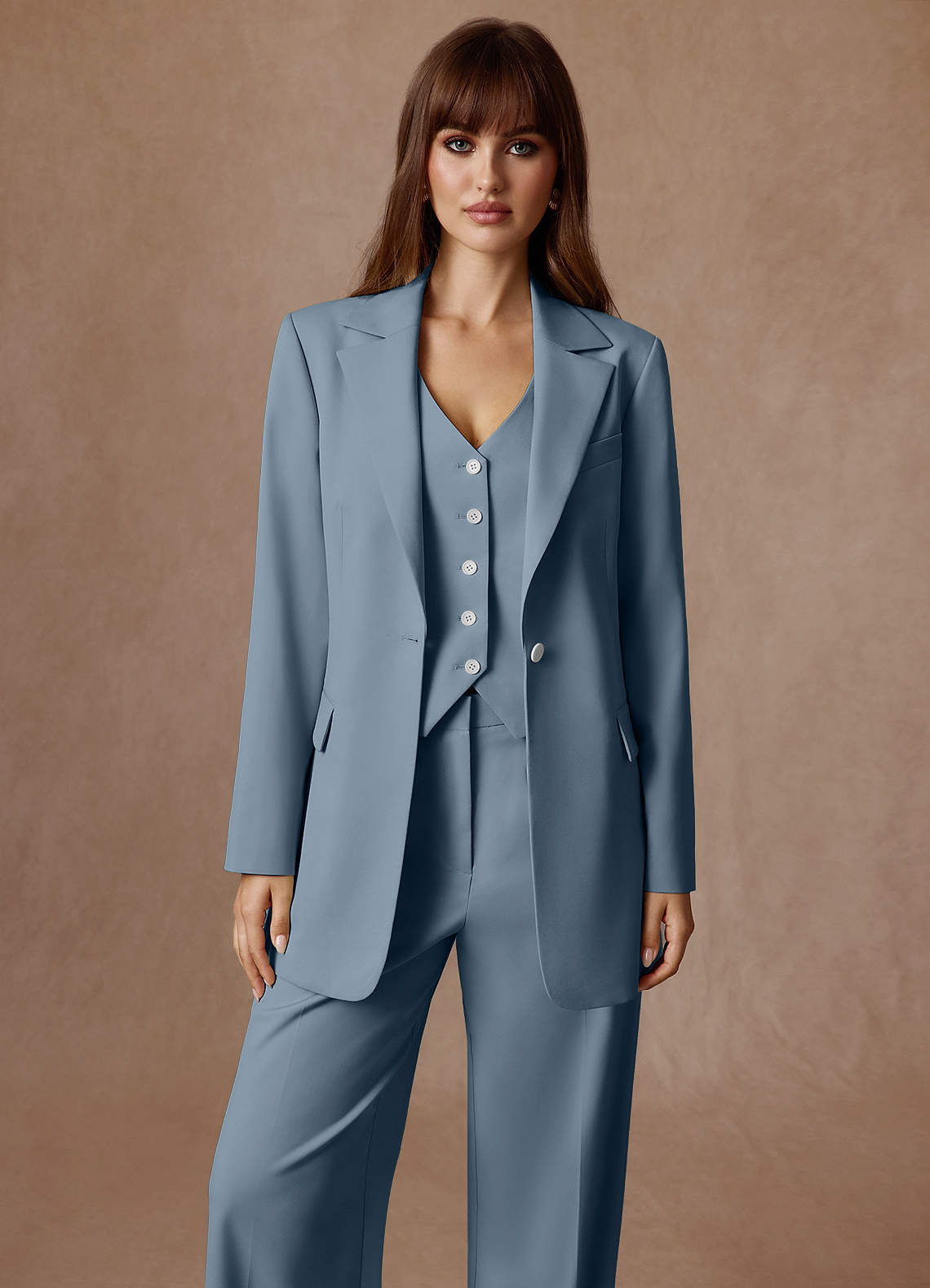 Rowan Dusty Blue Refined Weave Performance 3-Piece Suit | Azazie