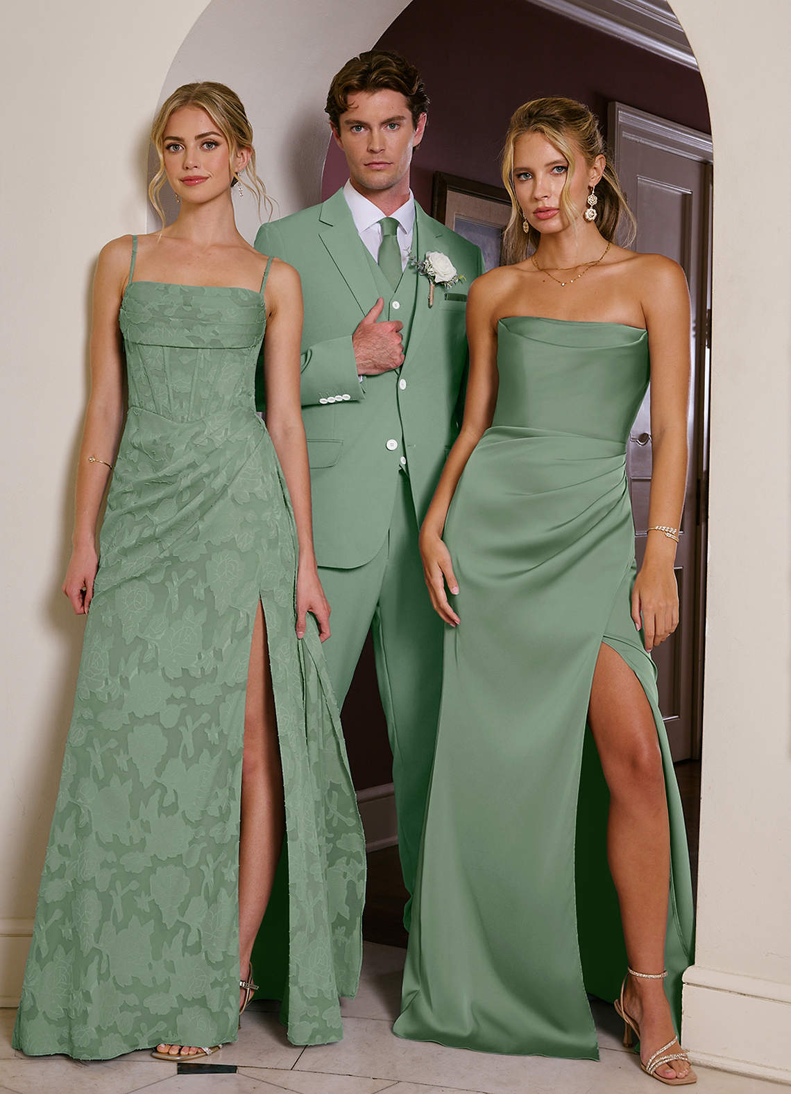 front James Matcha Structured Stretch Suit