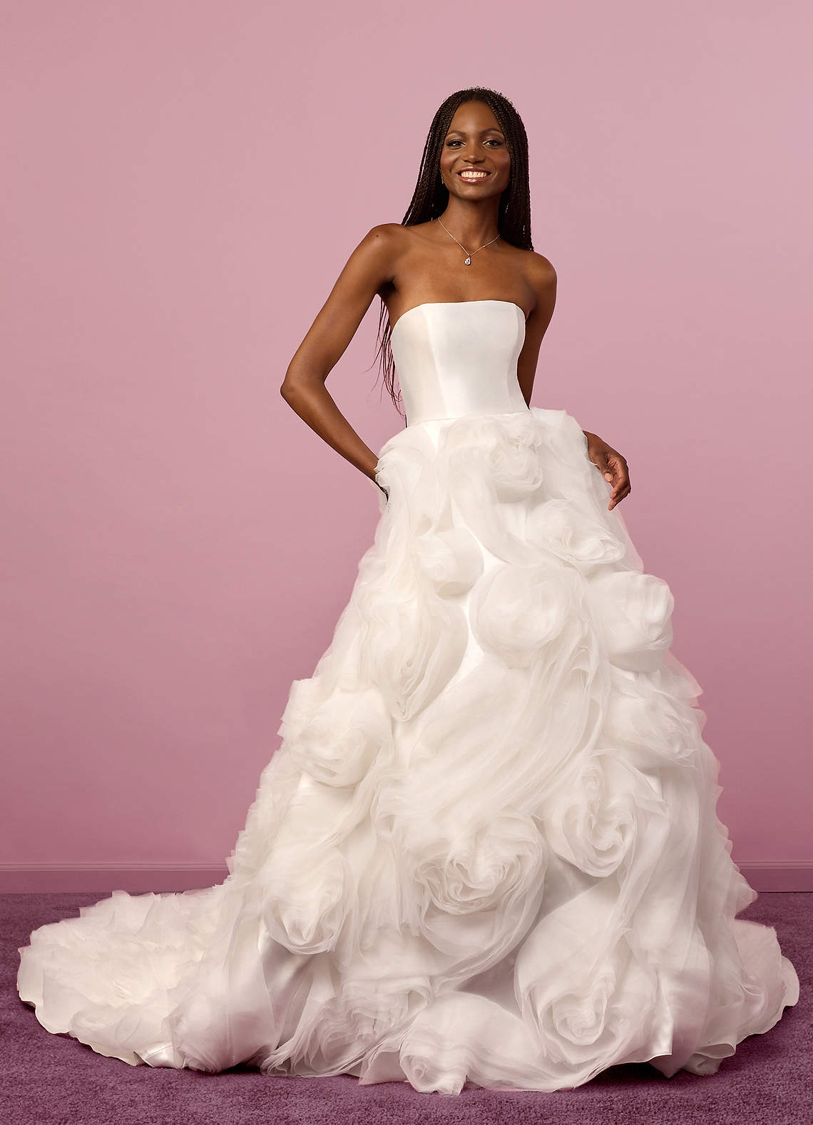 Barbie ♥ Azazie Wedding Dresses Ball-Gown Strapless Organza Cathedral Train Dress image4