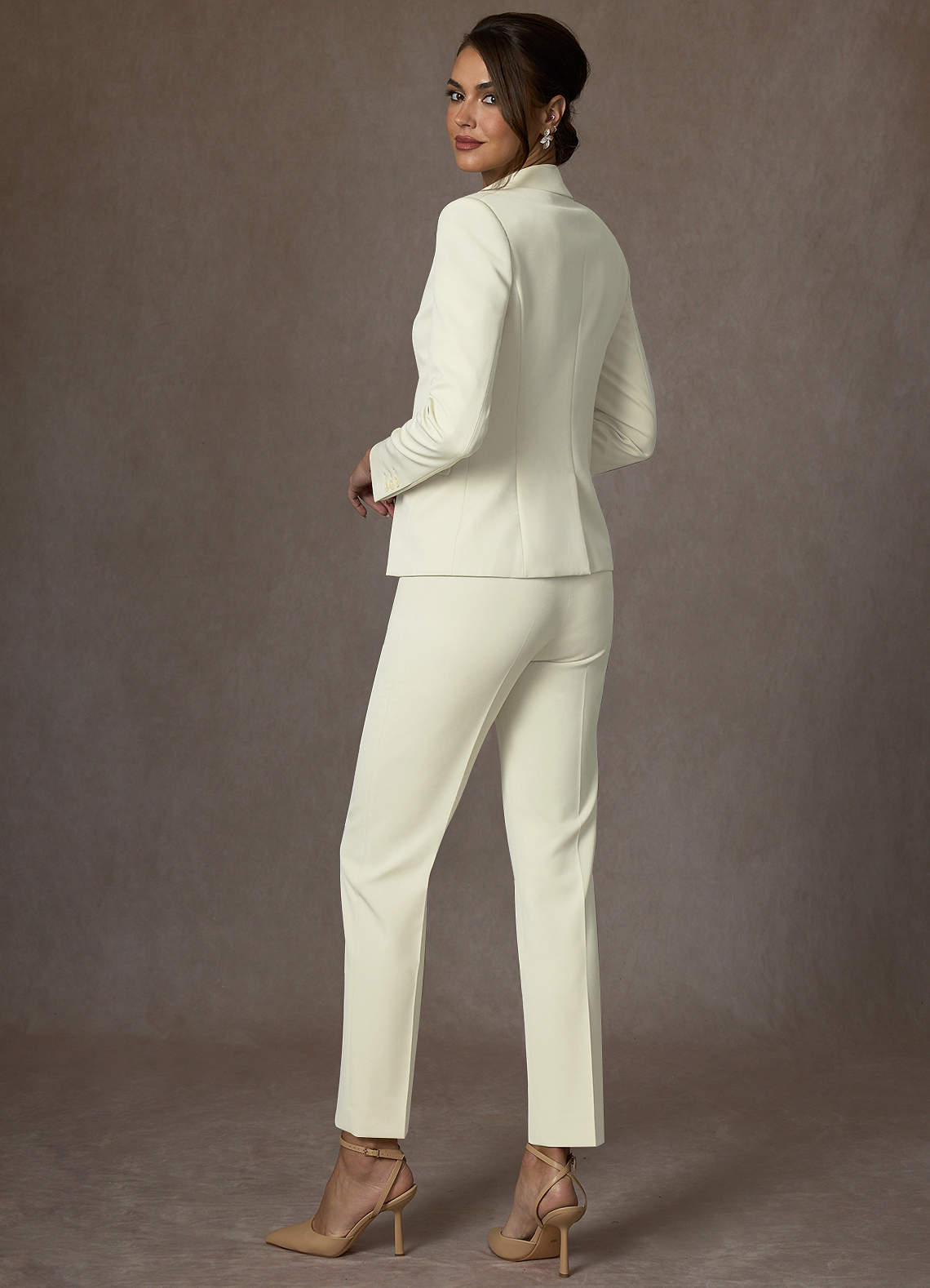 front Victoria Ivory Refined Weave Blazer