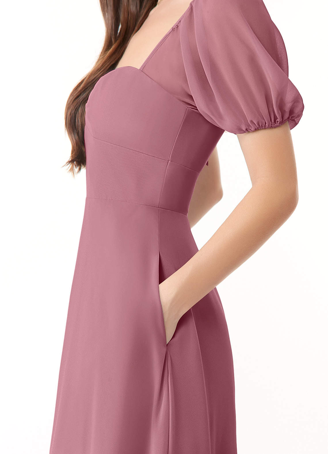 Azazie A Line Princess Sweetheart Tea Length Chiffon Bridesmaid Dresses Vintage Mauve