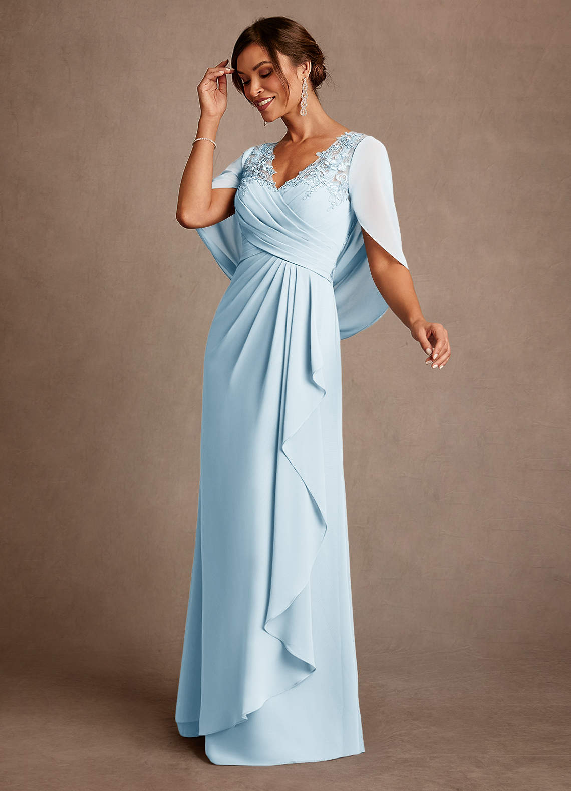 Azazie Santa Clara Mother of the Bride Dresses Sky Blue A-Line Lace Dress image3