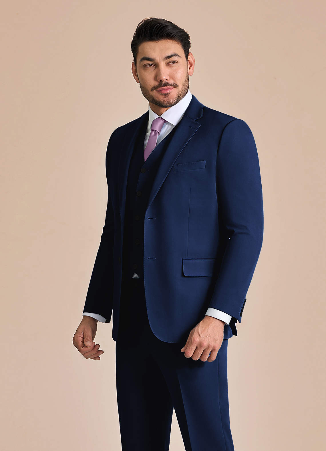 front James Blue Structured Stretch Suit Jacket