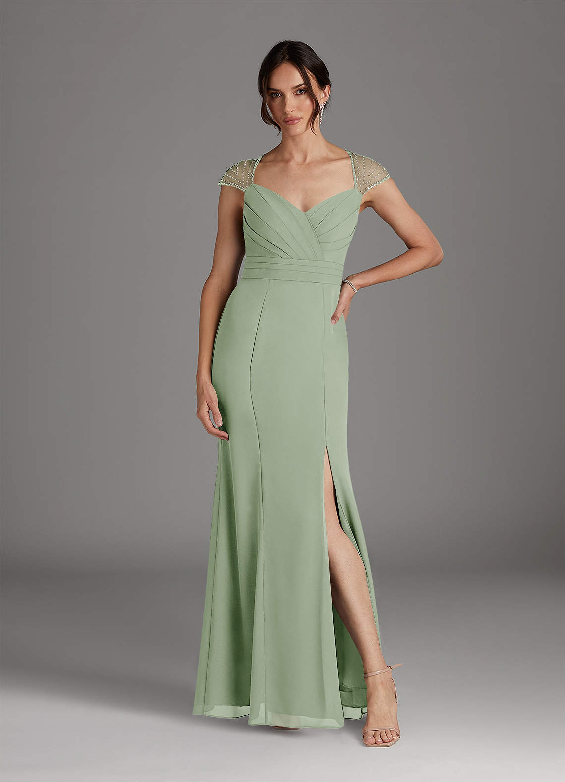 Azazie Blanchett vestidos de madre de la novia Vestido de Salvia Polvorienta de Gasa de Sirena con Lentejuela image1